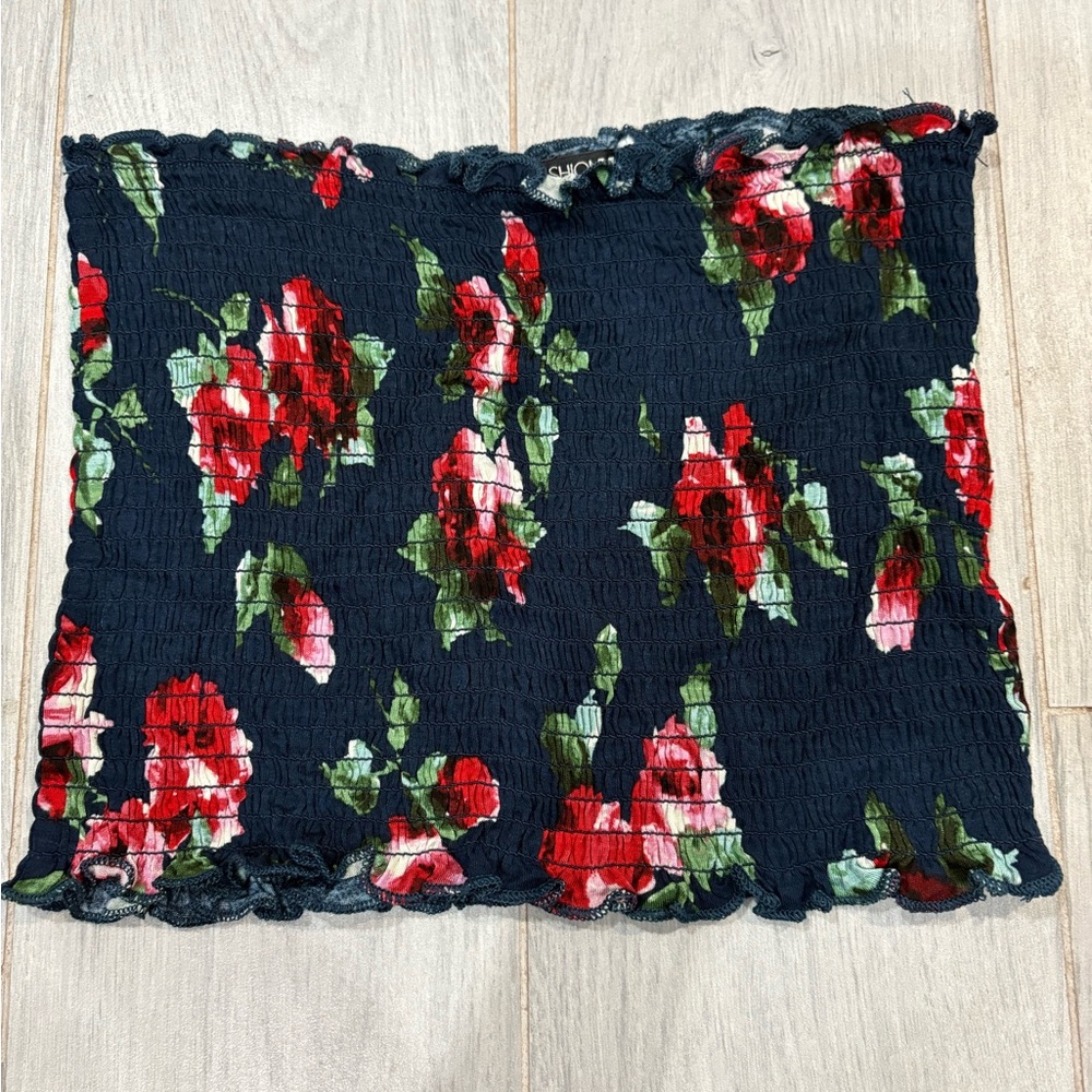 Fashion Nova Blue and Red Smocked Top